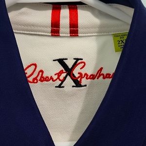Robert Graham X Striped Polo White/Blue Size 2XL